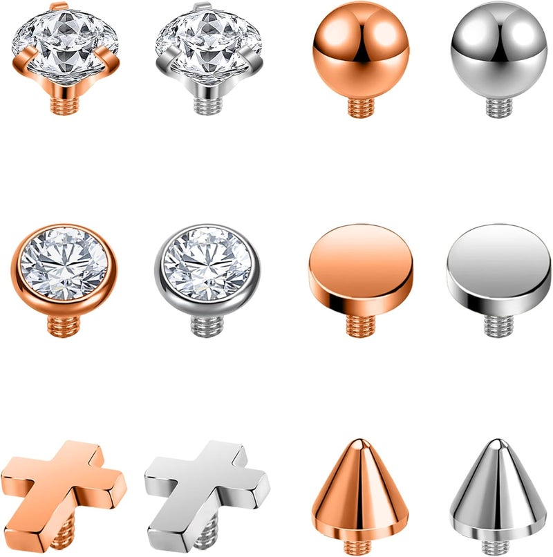 AccGin Store Surgical Steel Dermal Piercing Jewelry Tops for Women Men Cubic Zirconia Micro Dermal Anchor Tops Base Dermal Piercing 3-20Pcs Dermal Piercing Kit Hypoallergenic - Image 1
